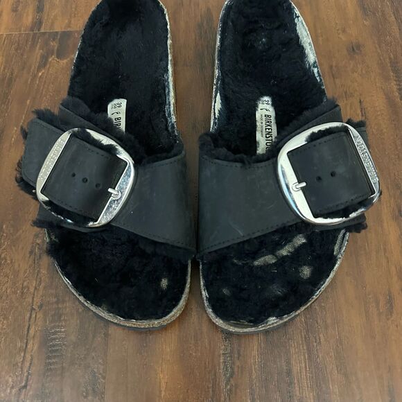 BIRKENSTOCK Madrid Big Buckle Shearling in Black Oiled Leather EU 39 US 8-8.5 N - Picture 4 of 13